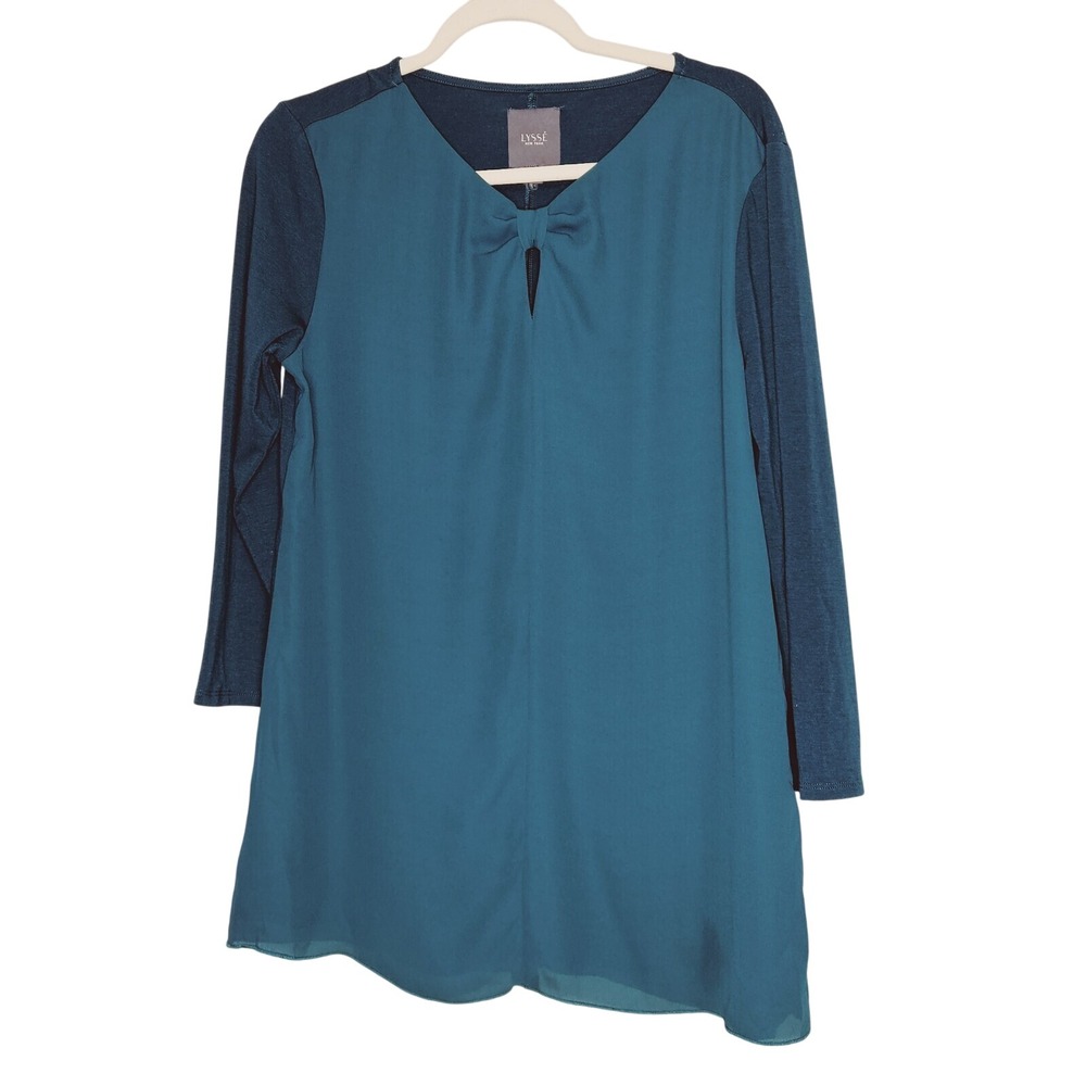 Lysse Long Sleeve Teal Green Blouse Top Tunic Flowy Key Hole Lightweight M‎